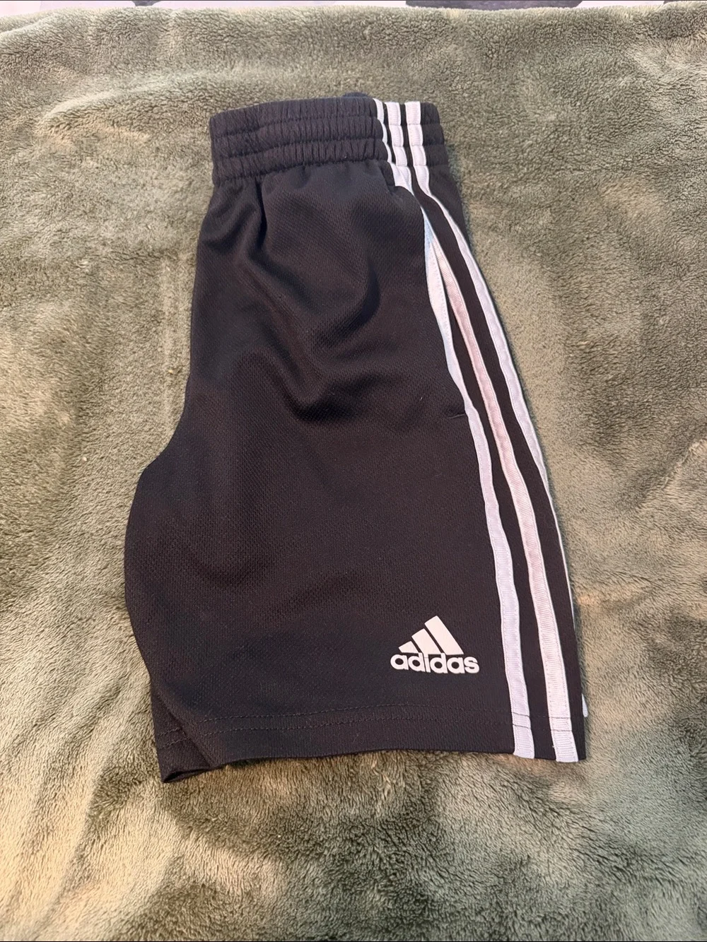 adidas kids Black Athletic Shorts with White Stripes